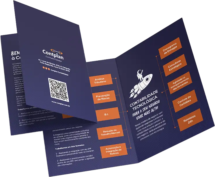 Folders em papel couchê90g 4x4 impressões dos dois lados.